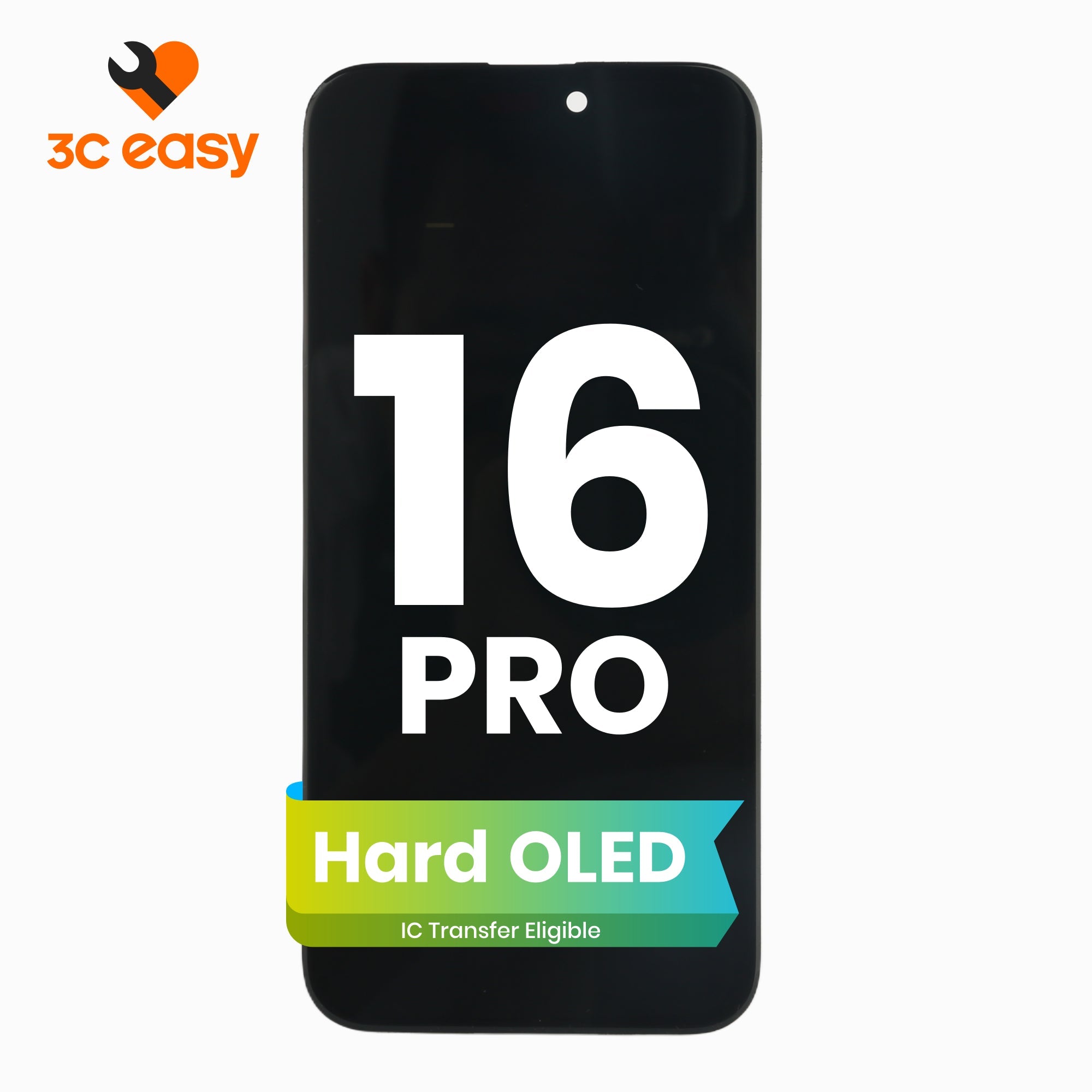 iPhone 16 Pro Screen Replacement – 3C EASY Replacement Part (Hard OLED, Black)