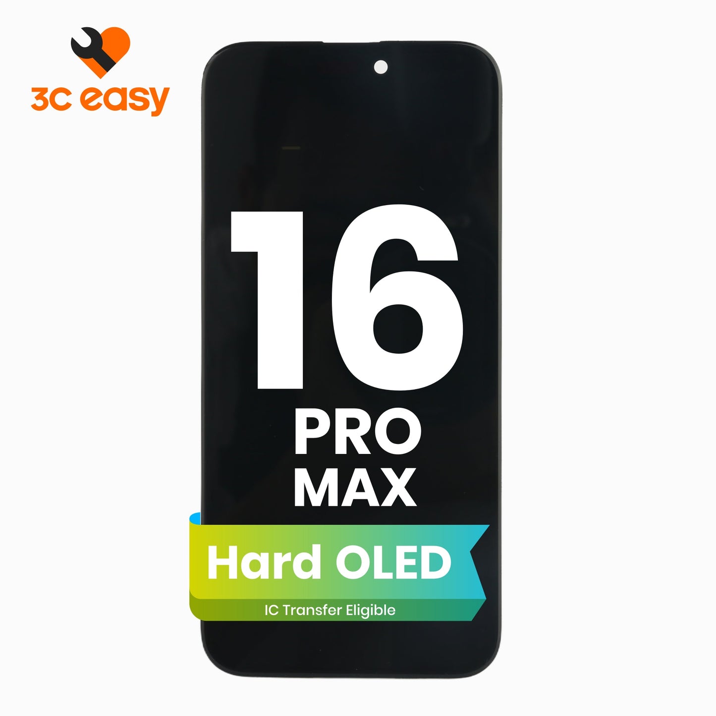 iPhone 16 Pro Max Screen Replacement – 3C EASY Replacement Part (Hard OLED, Black)