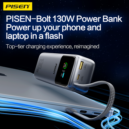 PISEN Bolt 130W 20000mAh Power Bank – High-Speed USB-C Laptop Portable Charger (TP-D107)