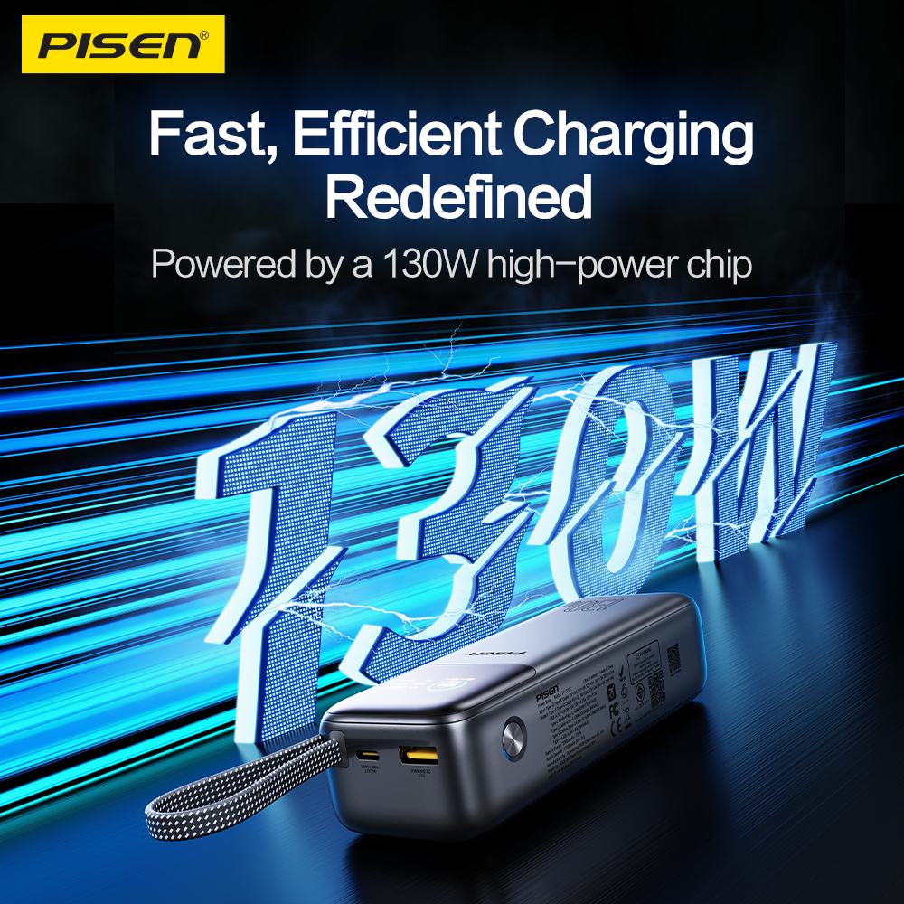 PISEN Bolt 130W 20000mAh Power Bank – High-Speed USB-C Laptop Portable Charger (TP-D107)
